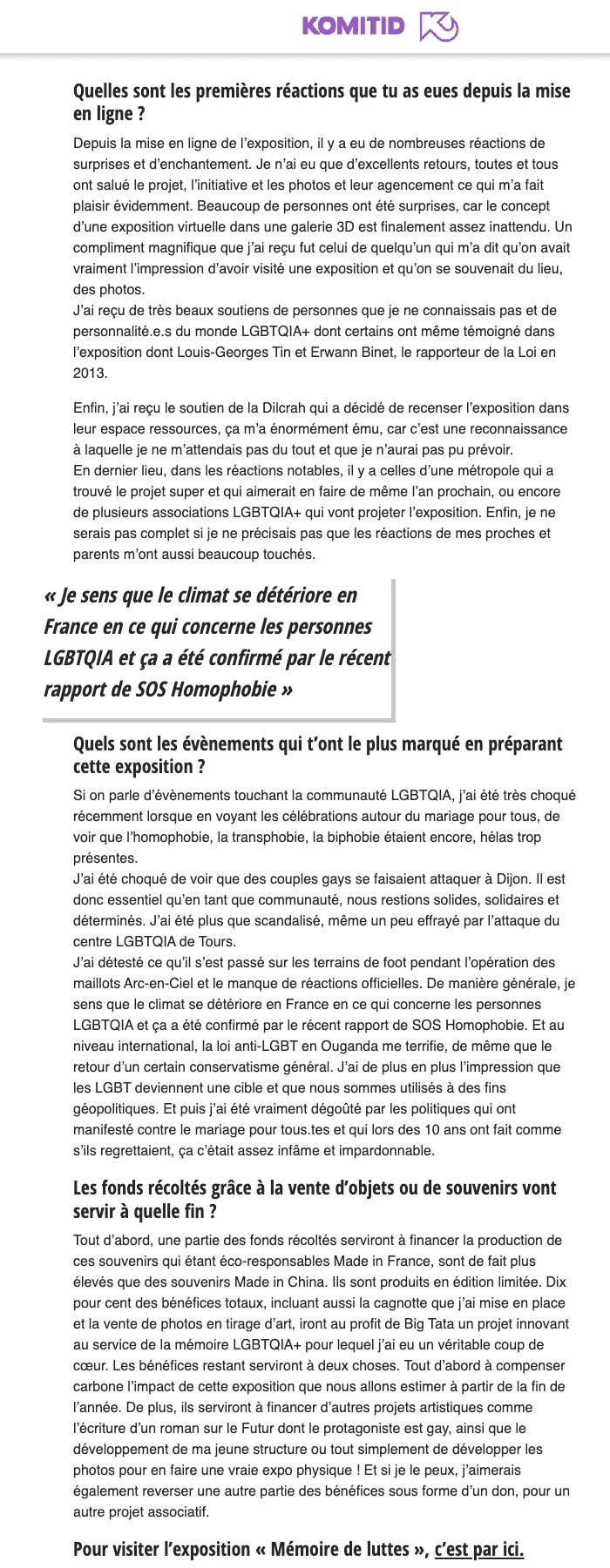 Retombée presse