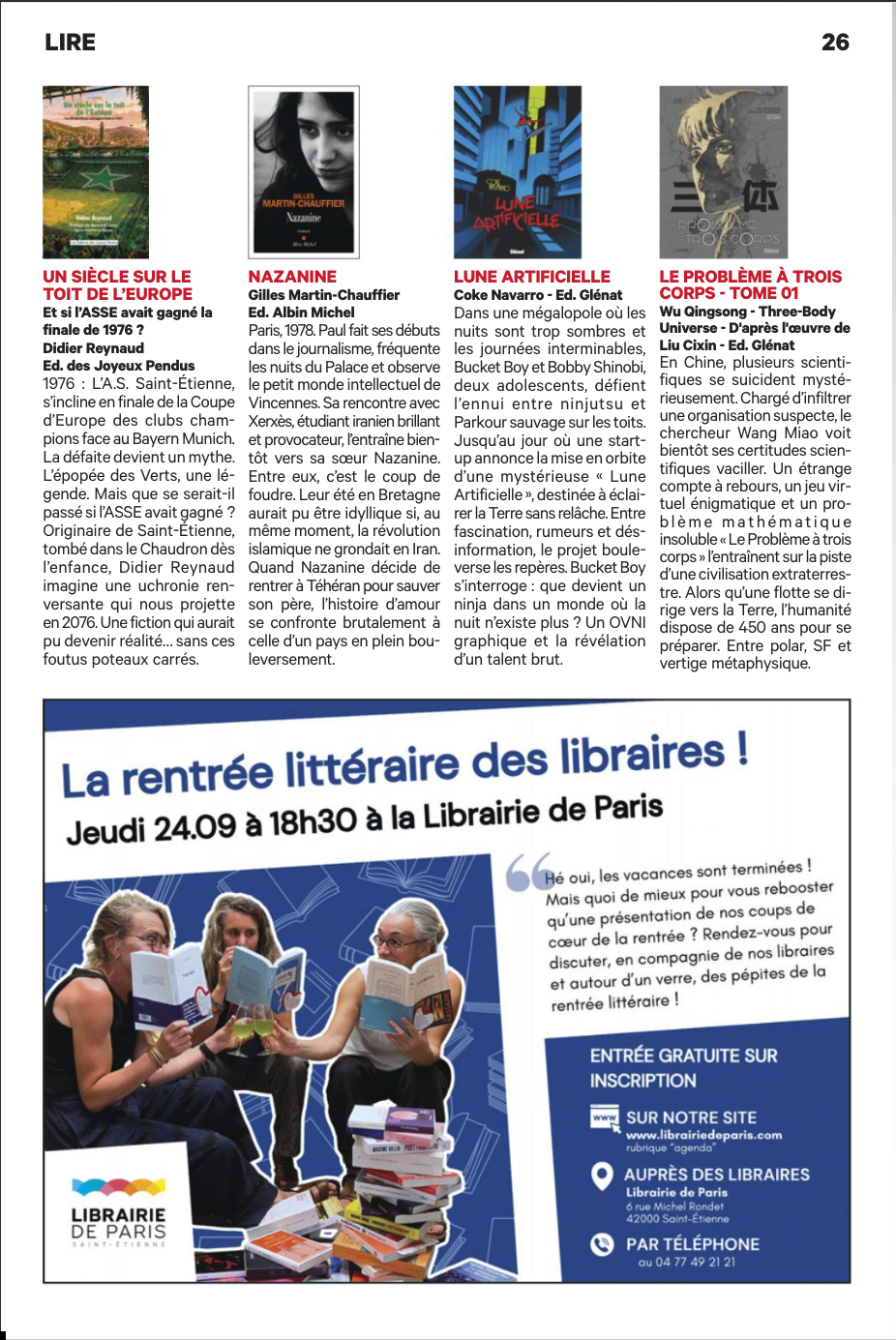 Mention du livre dans L'Agenda Stéphanois