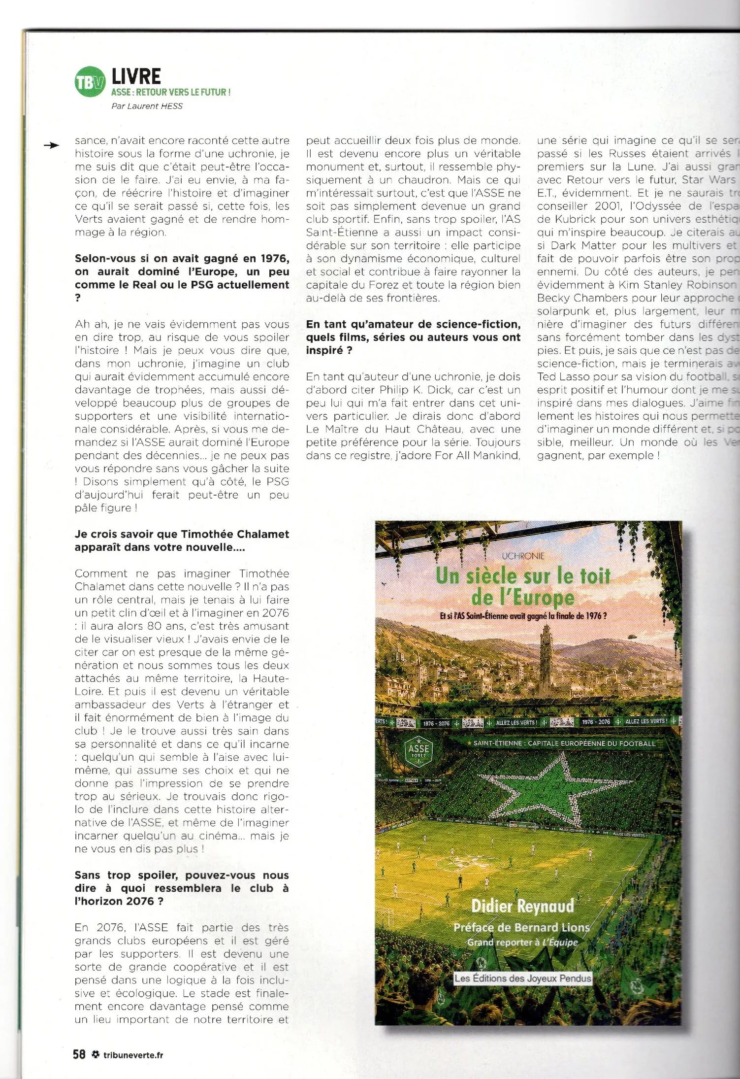 Troisième page de l'interview dans La Tribune Verte